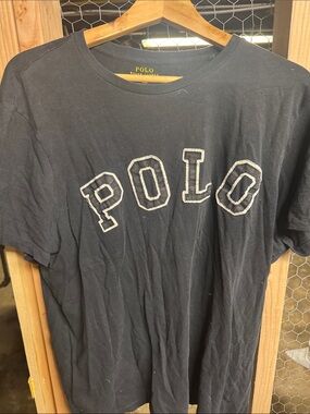 Polo by Ralph Lauren Black Crewneck T-Shirt with White Outlined Logo